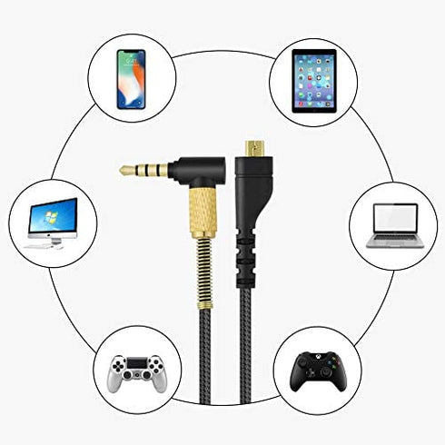 Arctis 3 Cable Replacement Audio Headset Cord Compatible with SteelSeries Arctis 7 Arctis 5 Arctis 3 Arctis Pro Wireless Gaming Headphones, Made of Flexible Nylon (4.9ft, Black)