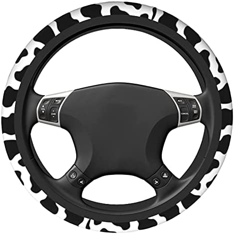 Cow Print Steering Wheel Cover Non-Slip Elastic Universal Accessories Fit Suvs Vans Sedans Cars Trucks Decor