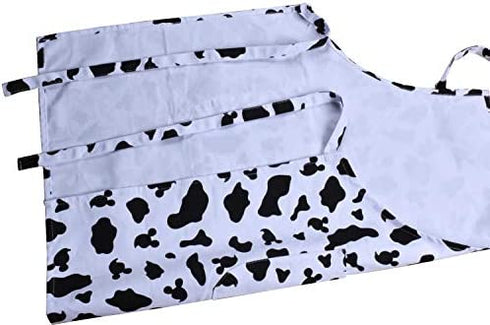 Love Potato Cute Women Girls Cooking Kitchen Apron with Pockets Black White Cow Print Bib Apron Gift, White