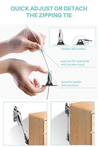 Furniture Straps for Baby Proofing(4 Pack), Metal Anti Tip Furniture Anchors Kit, Cabinet Wall Anchors Protect Toddler/Pet from Falling Furniture, Adjustable Earthquake-Resistant Child Safety Straps