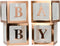 YJHSS Baby Shower Boxes Decorations for Girl & Boy, 4-Pack Transparent Balloons Boxes Décor with BABY Letters for Gender Reveal Baby Shower Decorations Bridal Showers Birthday Party, Rose Gold