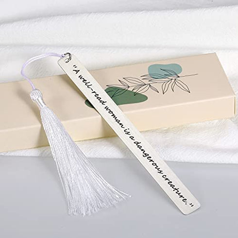 Book Lover Appreciation Gifts for Women Female Friend Bookmark with Tassel for Book Lovers Teacher Boss Lady Her Birthday Christmas Gifts for Book Reader Bookworms A Well Read Woman Stocking Stuffers