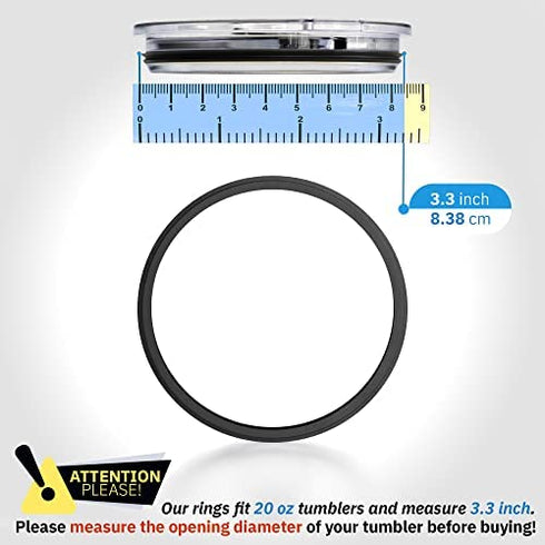 Pack of 3-20/10 oz Replacement Rubber Lid Ring, 3.3 Inch Diameter - Gasket Seals, Lid for Insulated Stainless Steel Tumblers, Cups Vacuum Effect, fit for Brands - Yeti, Ozark Trail, Beast, Black Lids