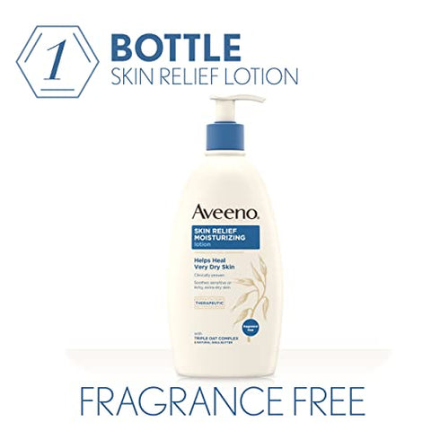 Aveeno Skin Relief Moisturizing Lotion for Very Dry Skin with Soothing Triple Oat & Shea Butter Formula, Dimethicone Skin Protectant Helps Heal Itchy, Dry Skin, Fragrance-Free, 8 fl. oz