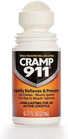 Cramp911 Muscle Relaxer Pain Relief Cream for Muscle Cramp Relief and Sore Muscles. Used for Muscle Cramp Relief and Muscle Pain Relief of All Kinds, Roll-on Lotion 0.71 oz 21 ml