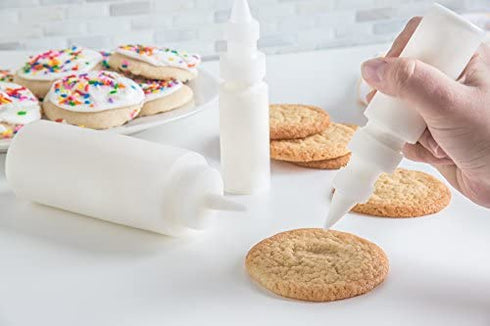 Fox Run Icing Squeeze Bottles for Cookie and Cake Decorating, Condiments, Sauces, Arts and Crafts, Set of 3, Clear