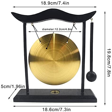 Feng Shui Brass Gong Desktop Zen Art for Fortune + Free Red String Bracelet H1301