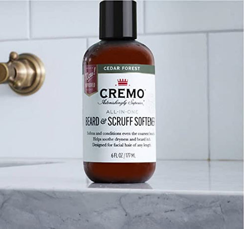 Cremo Cedar Forest Beard & Scruff Softener, Softens and Conditions Coarse Facial Hair of all Lengths in Just 30 Seconds, 6 Fl Oz.
