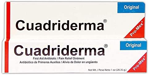 Cuadriderma Original, First Aid Antibiotic, Minor Cuts and Burns Protection Ointment, 1 Oz, Tube.