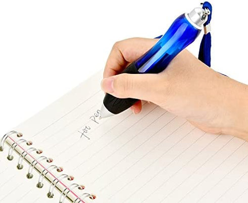 Jetec 10 Pieces Big Weighted Fat Pens Retractable Blue Body Ballpoint Pens with Hanging Rope Large Wide Grip Pens for Arthritis, Hand Pain, Parkinson, Tremors, Carpal Tunnel