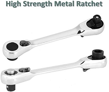 Keenso 14 inch Mini Socket Ratchet and Bit Driver MultiTool Screwdriver Hex Torque Wrench 72Tooth Reversible Drive Ratchets with Bit Driver (107mm)