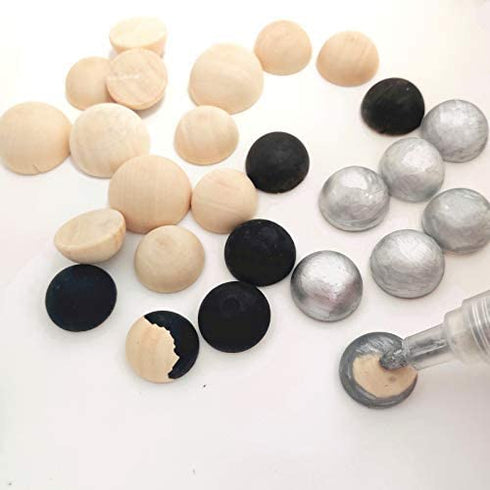 120 PCS Half Wooden Beads, Natural Split Wood Balls, Unfinished Half Round Wood Beads for DIY Projects Crafts (25mm, 20mm)