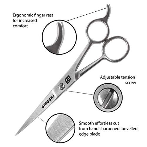 Siroshi Hairdressing Barber Hair Scissor for Professional Hairdressers Barbers Stainless Steel Hair Cutting Shears. For Salon Barbers, Men, Women, Children and Adults (6)