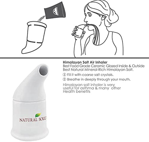 Natural Solution Ceramic Salt Inhaler with 2 Himalayan Pink Salt Refills, Relief Breathing Congestion, White