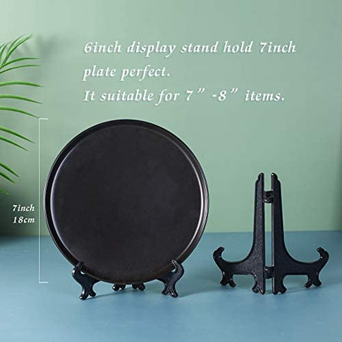 artliving 6inch Black 12pcs/Set Plastic Easels Plate Display Stands Picture Frame Stand Holder