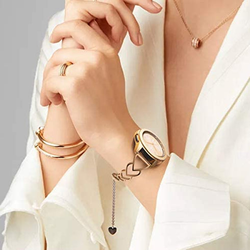 Aiiko Band for Galaxy Watch 5 4 40mm 44mm/Galaxy 5 Pro 45mm/Watch 4 Classic 42mm 46mm/Galaxy Watch 3 41mm/Galaxy Watch 42mm 20mm Rose Gold Stainless Steel Women Wristbands for Samsung Active 2 Watch