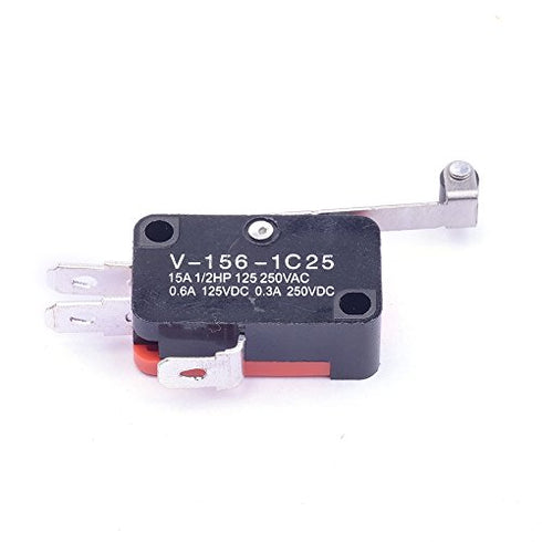 Cylewet 6Pcs V-156-1C25 Micro Limit Switch Long Hinge Roller Momentary SPDT Snap Action for Arduino (Pack of 6) CYT1046
