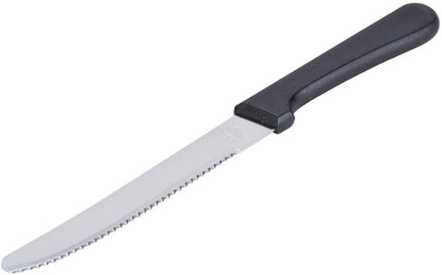(Set of 12) 5-Inch Blade Steak Knives, Stainless Steel Rounded Serrated Blade Steak Knives with Plastic Handles for Restaurants