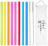 8 Pcs Extra Wide Reusable Smoothie Straws & Boba Straws with 1 Bag & 2 Brushes - Multicolor Big Jumbo Straws, BPA FREE Large Plastic Straws for Smoothies, Bubble Tea(Tapioca, Boba Pearls), Milkshakes