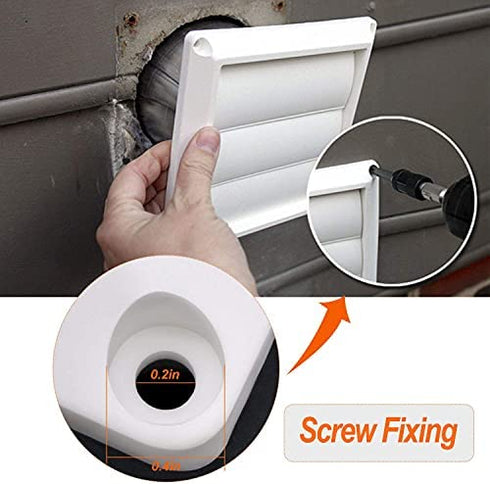 2 PACK Funmit 4 Inch Louvered Dryer Vent Cover Outdoor Including Metal Bird Guard Screen and 4 Screws for Easy to Install Compatible with 4" HVAC Exhaust Dryer Vent Duct Hose