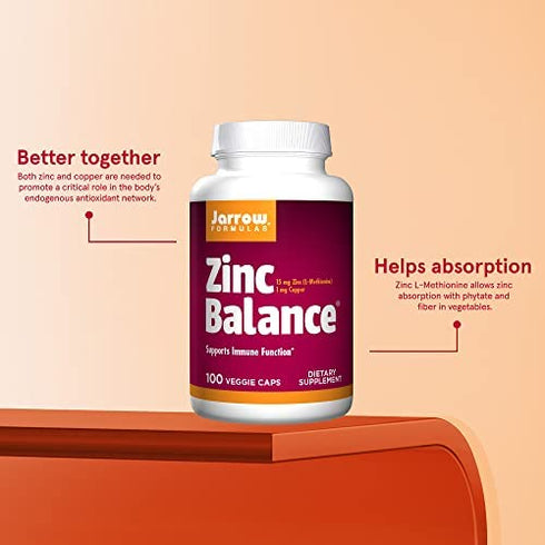 Jarrow Formulas, Zinc Balance Capsules, 15 mg, 100 Count