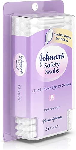 Johnson's 008256OurBundle Non-Chlorine Bleached Safety Ear Swabs for Babies and Children, 55 ct ( Pack of 2)