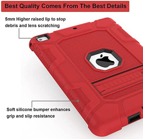 Rantice iPad 6th Generation Cases, iPad 5th Generation Case, iPad Air 2 Case, iPad 9.7 Case, Shockproof Rugged Drop Protection Cover Built with Kickstand for iPad 9.7'' A1893/A1954/A1822/A1823(Red)