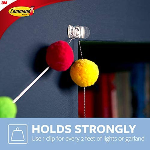 Command Indoor Mini Light Clips, Damage Free Hanging Light Clips with Adhesive Strips, No Tools Mini Wall Clips for Hanging Lights and Cables, 45 Clear Clips and 54 Command Strips