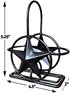 Black Rustic Texas Star Salt and Pepper Holder - Country Farmhouse Iron Metal Primitive Kitchen Countertop Holders, Western Style Caddy for Shakers, Table Counter Decor (Salt & Pepper Shaker Holder)