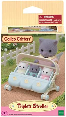 Calico Critters Triplet Stroller, Accessory for Triplet Babies , Blue