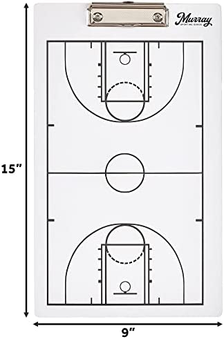 Murray Sporting Goods Basketball Coaches Clipboard | Dry Erase Double-Sided Basketball Clipboard for Coaching | Double-Sided Basketball Coach Marker Whiteboard