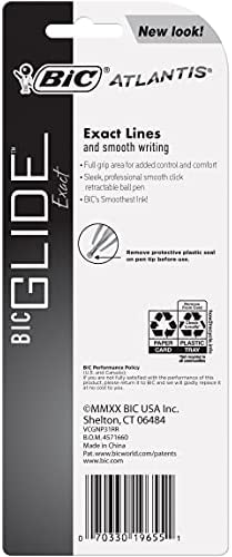 BIC Glide Exact Retractable Ball Point Pen, Fine Point (0.7 mm), Black, Precise Lines For Clean Writing, 3-Count
