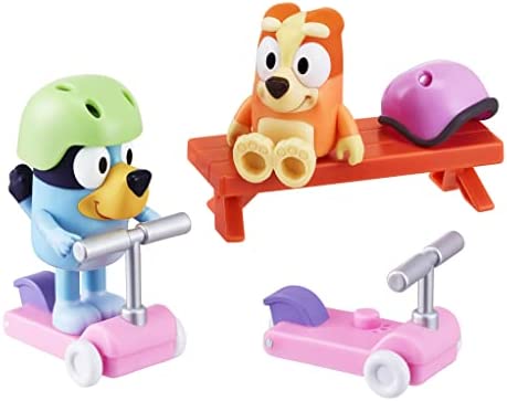 Bluey Vehicle 2-Pack, 2.5-3" Bluey & Bingo Articulated Figures - Scooter Time