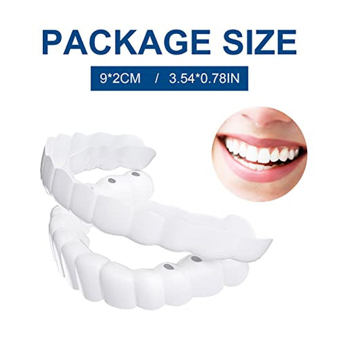4 Pairs Veneers Snap in Teeth Teeth Comfort Fit Whitening Veneer Snap on Dentures with Woman & Man Party in Smile Beautiful Snapping Instants