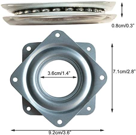 4 Pack 3 Inch Square Lazy Susan Turntable Bearings Hardware Small Rotating Bearing Plate with 150 Pound Capacity (Silver)