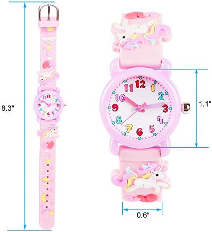 Venhoo Kids Watches 3D Cute Cartoon Waterproof Silicone Children Toddler Wrist Watch Birthday Gift for 3-10 Year Girls Little Child