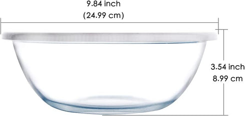 HUSANMP Clear Tempered Glass Mixing Bowl with Lid (Microwave and Dishwasher Safe) (2 quart)