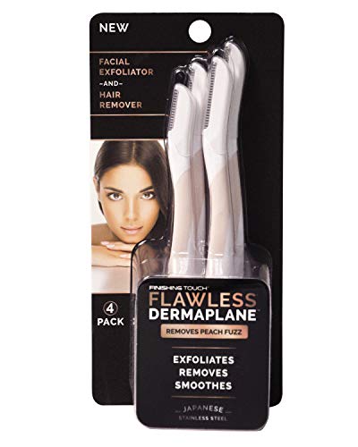Finishing Touch Flawless Dermaplane Facial Exfoliator and Hair Remover, 4 Count