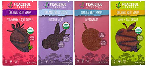 Peaceful Fruits 100% Fruit Strips (Variety pack (strawberry, acai, passionfrt, apple), 12 count)