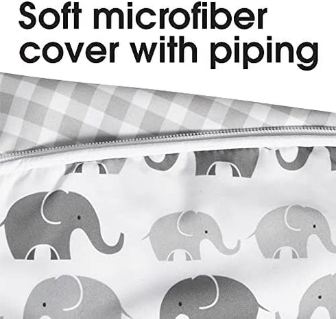 Boppy Nursing Pillow Cover - Premium , Gray Elephants Plaid, Soft, Quick-Dry Microfiber Fabric, Fits Boppy Bare Naked, Original and Luxe Breastfeeding Pillow , Awake Time Only