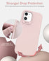 Dracool Liquid Silicone Cover Compatible with iPhone 12/iPhone 12 Pro Case and Built-in Screen Protector Shockproof 360 Full Body Protection for Women Girls 3 Layer Hybrid Soft Gel Rubber - Pink