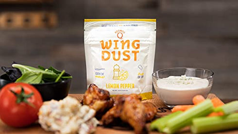Kosmos Q Lemon Wing Dust - 5 Oz Bag for Wings, Popcorn & More - Dry BBQ Wings Rub with Zesty Lemon Tang and Spicy Cracked Black Pepper (Lemon Pepper)