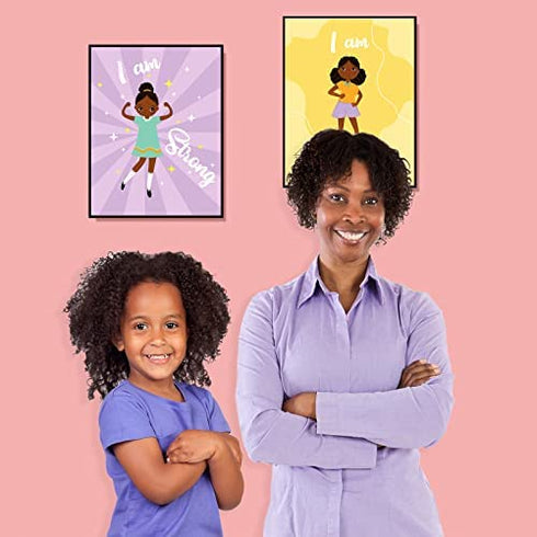 9 Pieces Motivational Black Girl Wall Decor Girls Room Decor African Girl Inspirationa Quotes Poster Unframed Black Girls Art Prints for Kids Teen Girls Room Wall Decorations,Unframed, 8 x 10 Inch