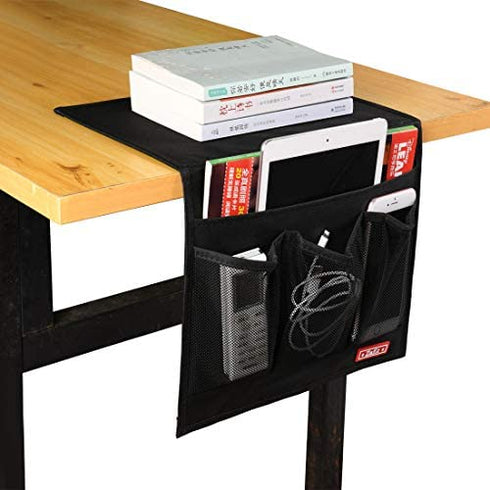 Zafit Bedside Storage Organizer, Table Cabinet Storage Organizer Bedside Organizer Caddy for Remotes Phone Glasses (Classic 4 Pockets-Black)