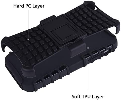 Wisdompro Case for iPhone SE 1st Generation, 2 in 1 Heavy Duty Hard PC Soft TPU Rugged Protective Cover with Foldable Kickstand for iPhone 5, for iPhone 5s, for iPhone SE 2016 - Black/Black