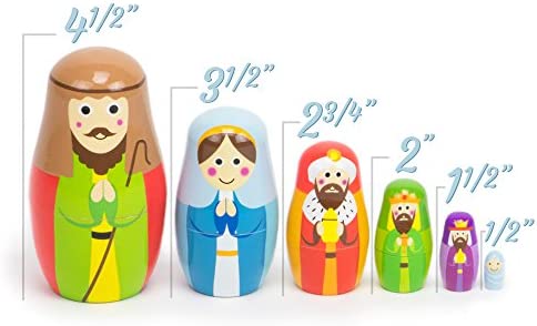 Imagination Generation - Nesting Nativity Set for Kids - Christmas Nesting Dolls, Wooden Toys Playset with Baby Jesus, Three Kings, Mary and Joseph Figurines for Kids - 11 Pcs