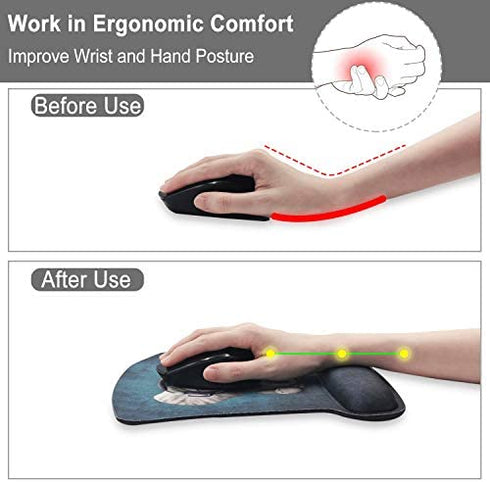 Ergonomic Mouse Pad with Gel Wrist Rest Support, HOMKUMY Cute Mouse Pads with Non-Slip Rubber Base Wrist Rest Pad for Home, Office & Travel Easy Typing & Pain Relief, Pink Marble Mousepad