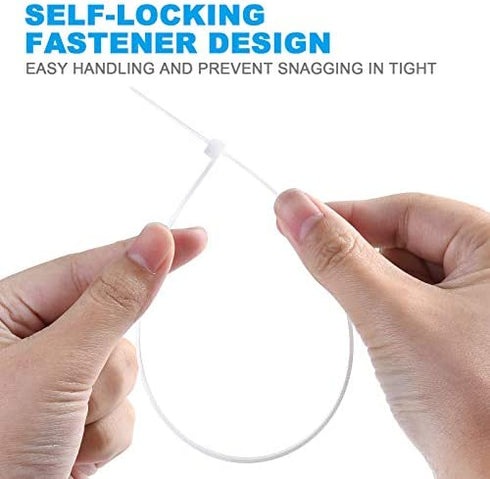 Hmrope 100pcs Cable Zip Ties White Heavy Duty 12 Inch, Premium Plastic Wire Ties Clear with 50 Pounds Tensile Strength, Self-Locking Nylon White Zip Ties for Indoor and Outdoor