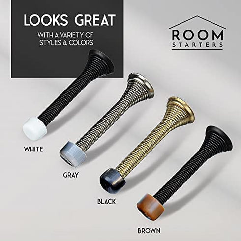 Door Stop Bumper Tips - 20 Pack Black Silicone Rubber Replacement Stopper Ends with Universal Fit by ROOM STARTERS