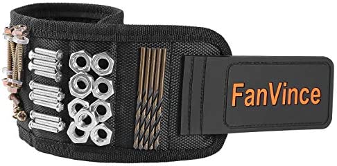 Magnetic Wristband Strong Magnet Wrist Tools Holder for Screws,Nails,Drill Bits, Tool Gadget Gifts for Men Dad Father Day Black